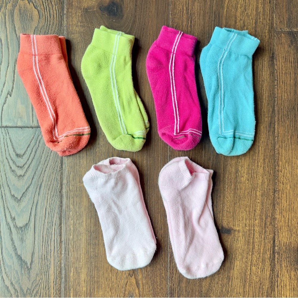 6 Pairs Ultra Plush Neon Ankle Low Cut Sock Set in Pink, Blue, Orange and Lime
